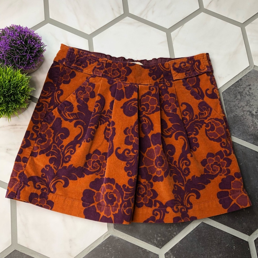 Fossil A line pleated mini skirt corduroy